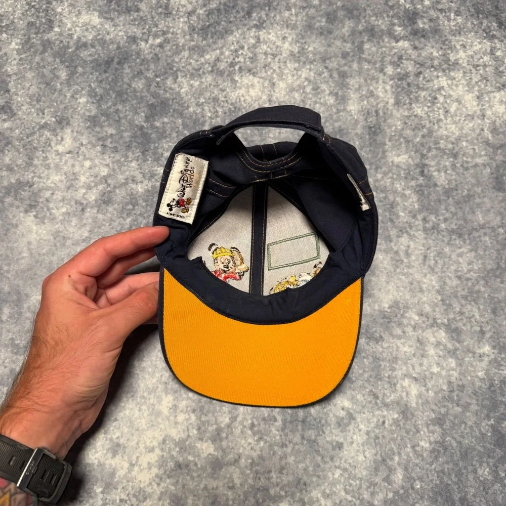 Vtg Disney World Construction Crew Kids Hat Mickey Mouse Donald Duck Cap 2004